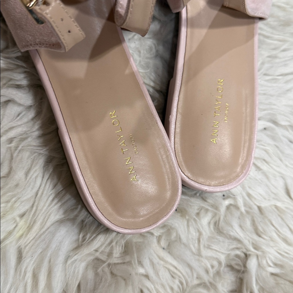 Ann Taylor pink suede slingback pointed-toe flats with‎ a bow detail Size 10 M - Picture 7 of 9